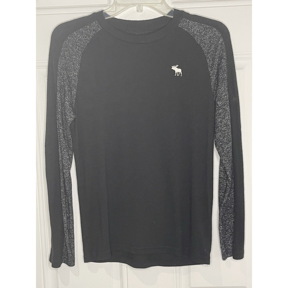 Abercrombie Kids Boy's 11 /12 Black Raglan Tee Lightweight Sweater Long Sleeve